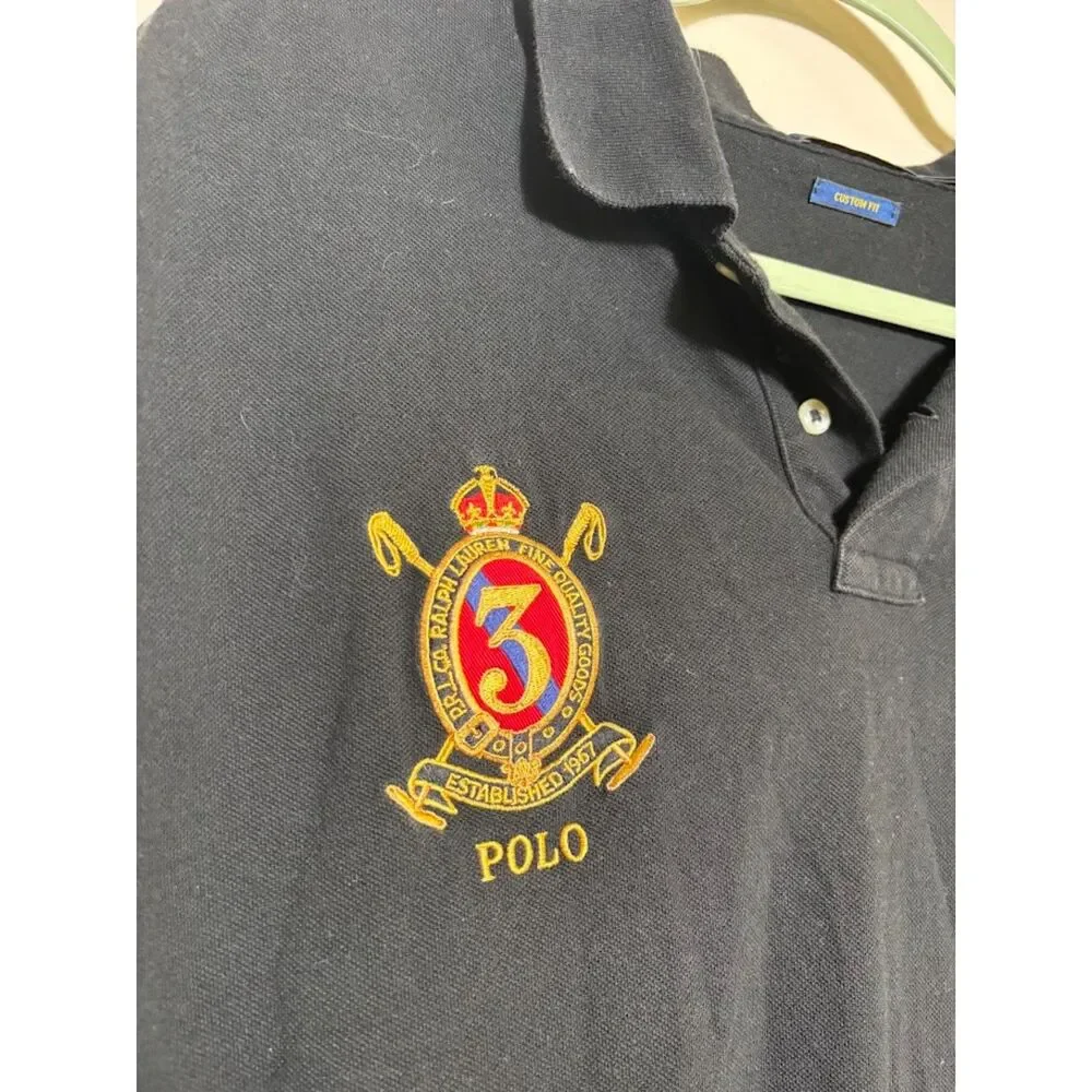 Polo Ralph Lauren Polo Pique Large Crest Emblem Size XXL Black Preppy Classic